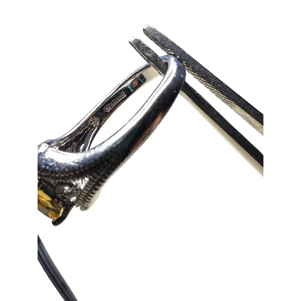 Elegant Solid Sterling Silver Ring With Yellow Ge… - image 6